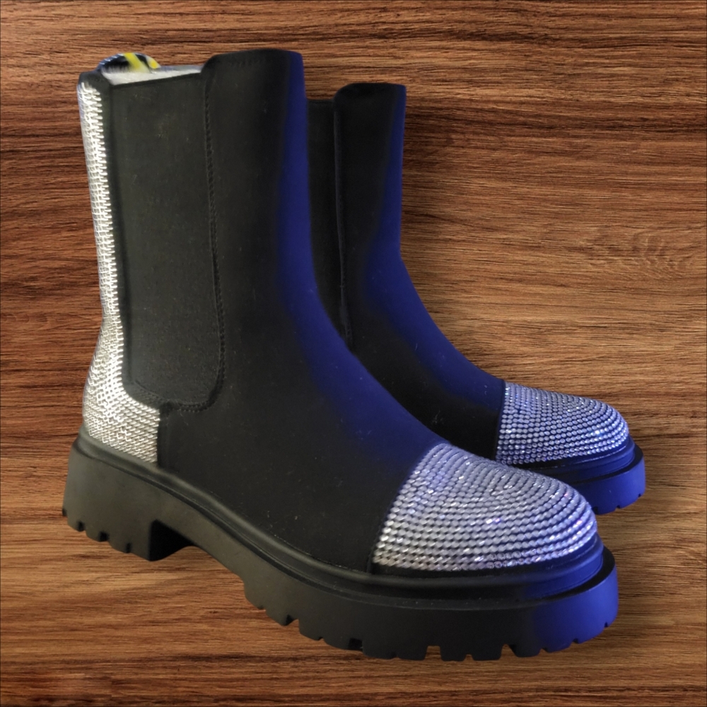 Cape Robbin Nineo Black Rhinestone Chelsea Boots Women Size 7 - Picture 3 of 10